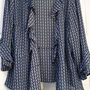 Worthington Black and Blue Patterned Top